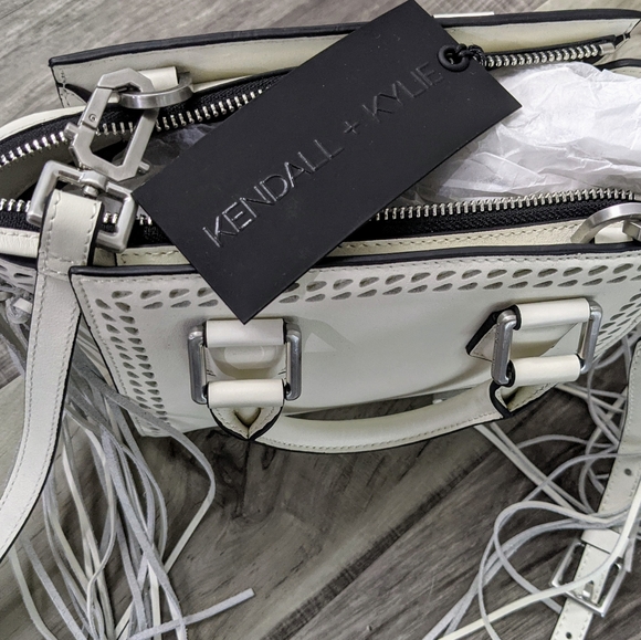 NWT Kendall & Kylie Leather Fringe Mini White Handbag Bag Purse $450 - Picture 7 of 7